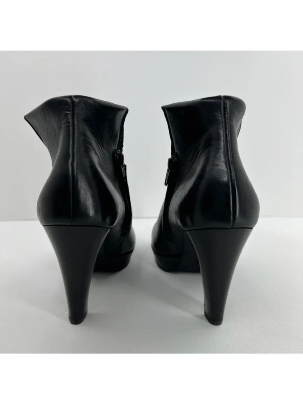 Paul Green 3204 Platform Ankle Boots Womens 8.5 Side Zip High Heel Leather Black